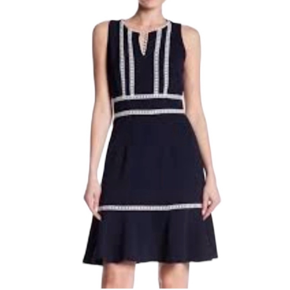 Nanette Lepore Navy and White Sleeveless Dress